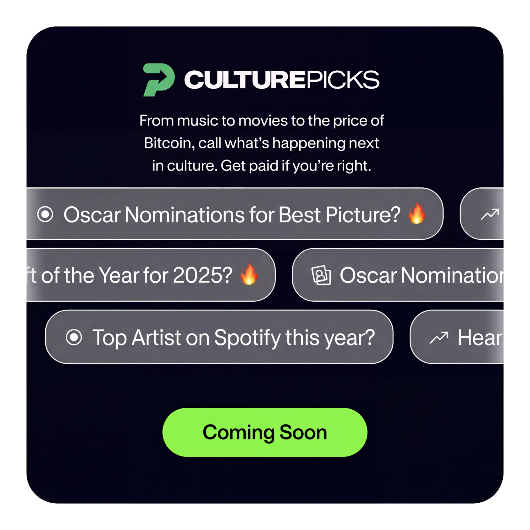 Culture Picks - From music to movies to the price of Bitcoin
